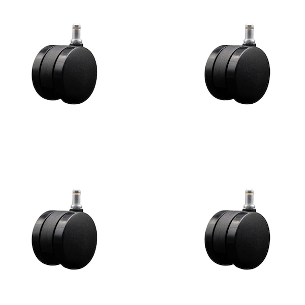 2-3/8'' Office Chair Caster Nylon Twin Wheel 7/16 Grip Ring Stem , 4PK